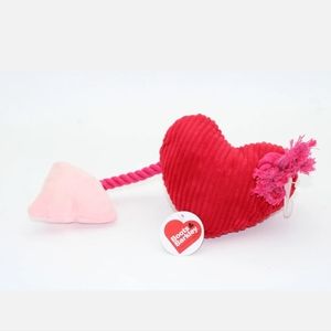 Boots and Barkley Valentines Day Heart with Rope Arrow Dog Toy